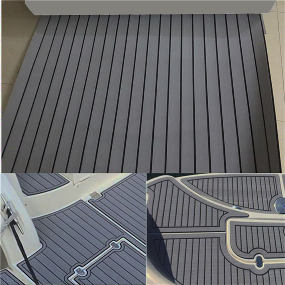 900mmx2400mmx5.5mm Dark Grey and Black EVA Foam Faux Teak Sheet Boat Yacht Synthetic Teak Decking