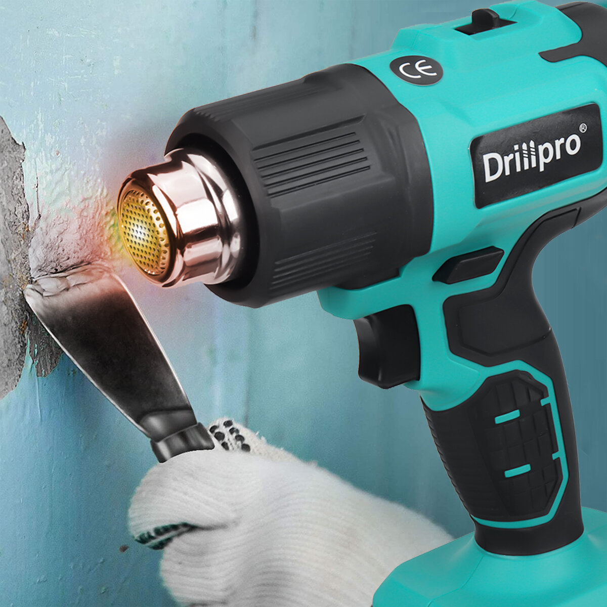 Drillpro 1500mAh 200W AU/US/EU Plug Eletric Hot Air Gun For Welding, Welding Pvc, Molding, Drying, Hot Loading, Paint Stripping,