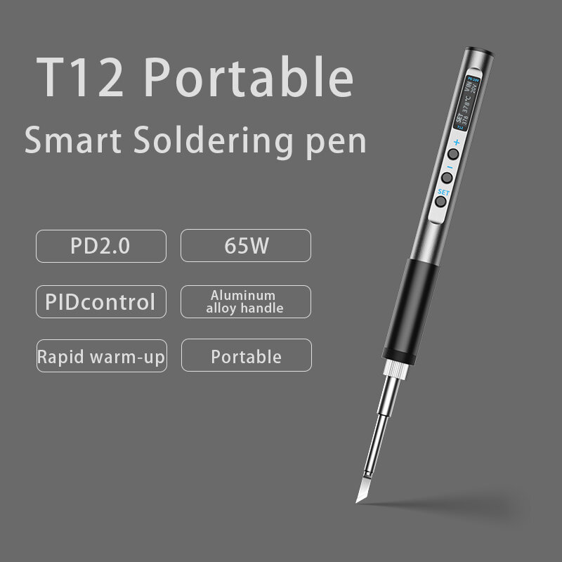 PTS100 T12 PD 5-20V 65W Portable Electric Soldering Iron CNC Metal Body Temperature Adjustable Solder Welding Station