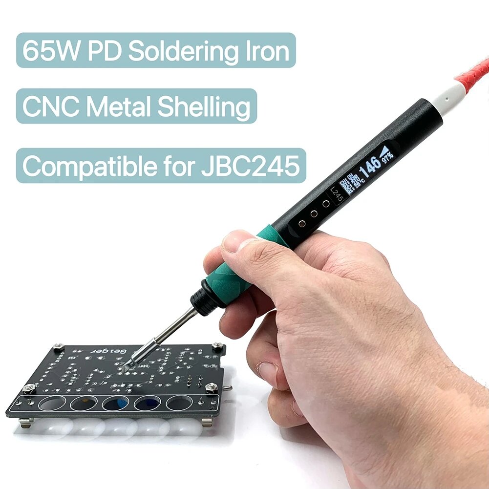 65W L245 Electric Soldering Iron Power Supplying Aluminum Alloy CNC Shell QC PD Type-C Compatible JBC245