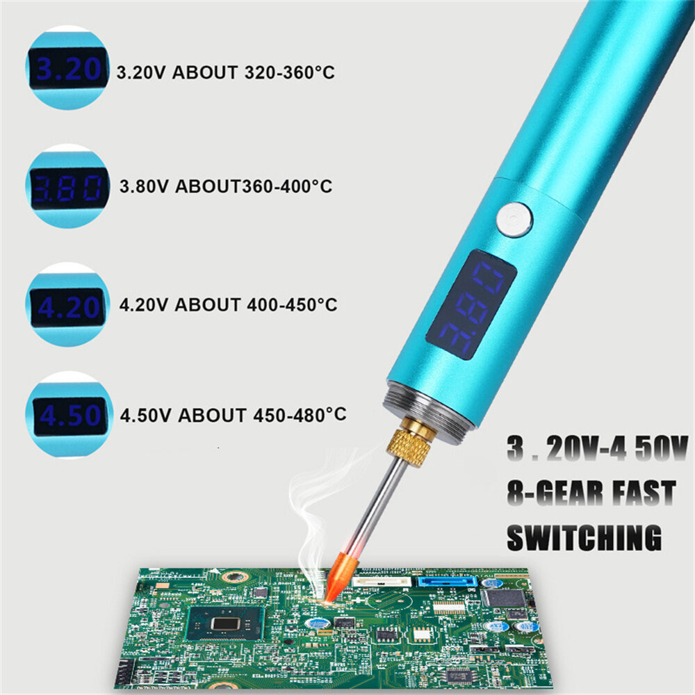 BS45 Portable Soldering Iron 16-20W Adjustable Voltage 320-450℃ USB Charging 2600mAh Battery Quick Heat Up High Temp Resistance