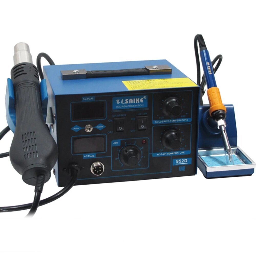 Saike 952D AC 110V / 220V 760W Soldering Station BGA 2 in 1 SMD Rework Soldering Station Hot Air Heater