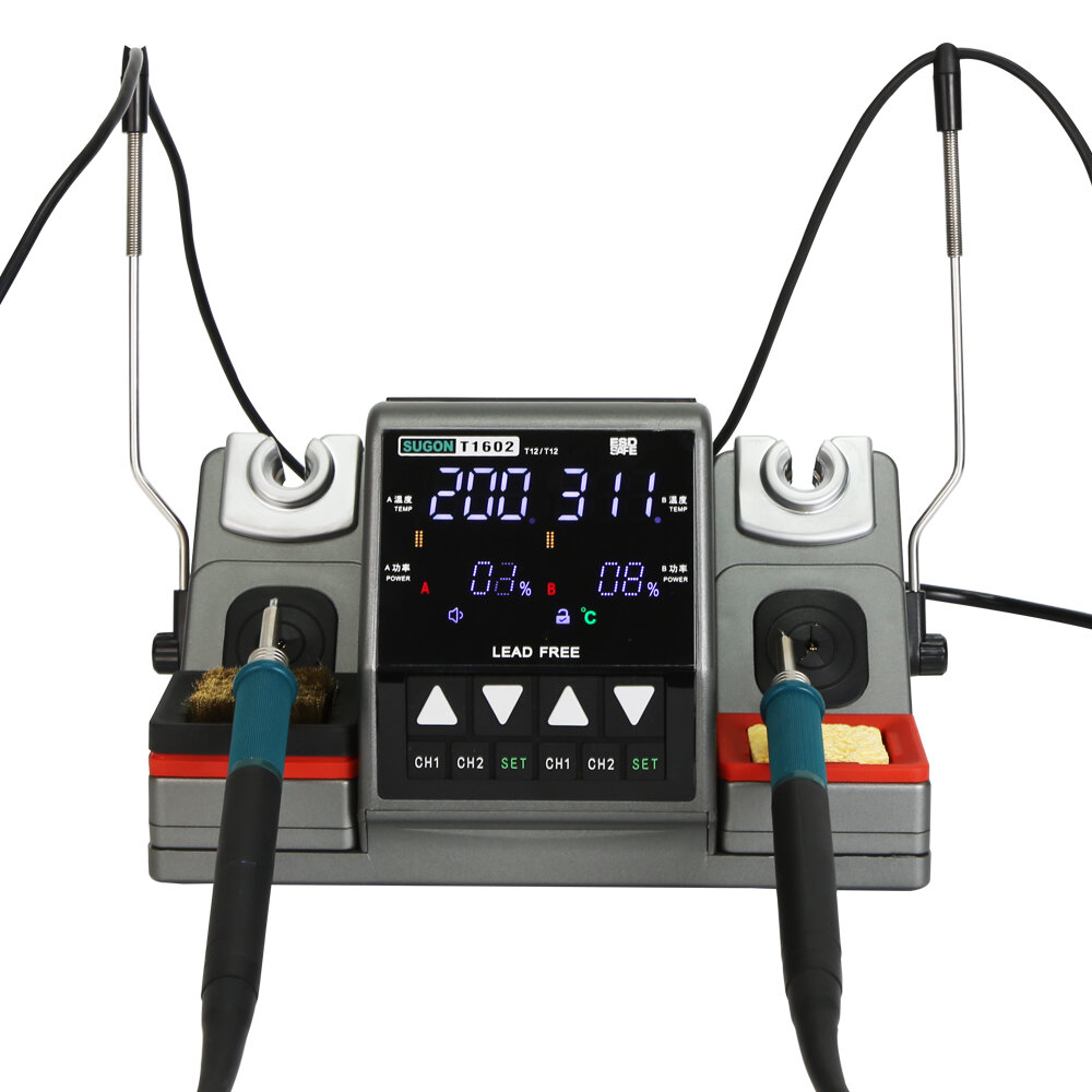 SUGON T1602 Soldering Station Double Station Welding Rework Station for Cell-Phone PCB SMD IC Repair Soldering Tools