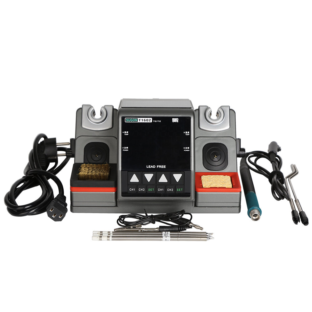 SUGON T1602 Soldering Station Double Station Welding Rework Station for Cell-Phone PCB SMD IC Repair Soldering Tools