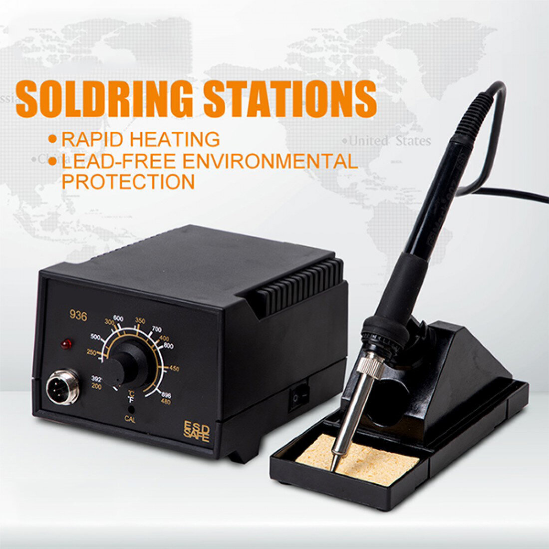 G2-936 Antistatic Constant Temperature Soldering Iron Station 60W with Wide Range 200℃~480℃ High Temperature Stability for Profe