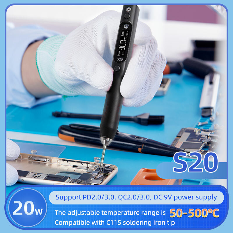 SEQURE DC Soldering Iron-S20K+I+IS European Standard-with 3 Soldering Iron Tips Tool+Holder+Storage Bag