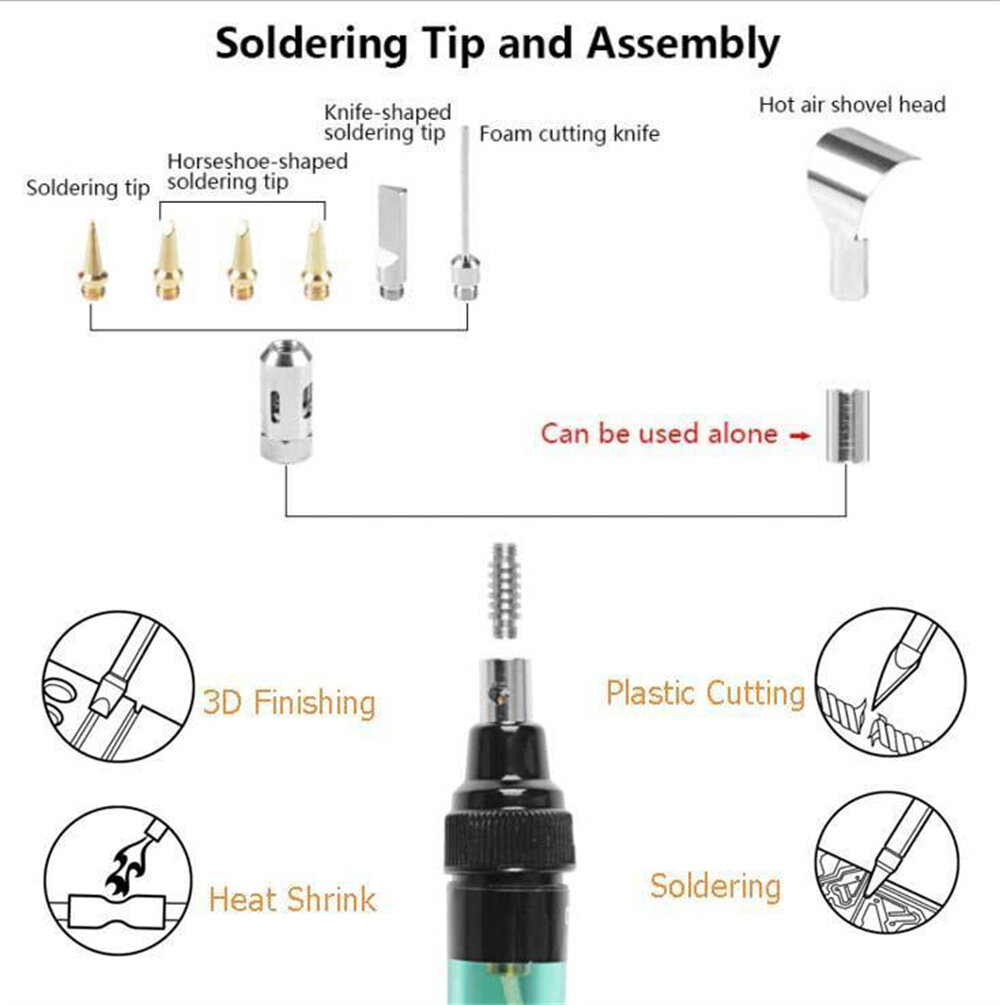 4 In 1 Portable Soldering Iron Set Welding Pen Burner Blow Torch Gas Soldering Iron Cordless Butane Tip Tool