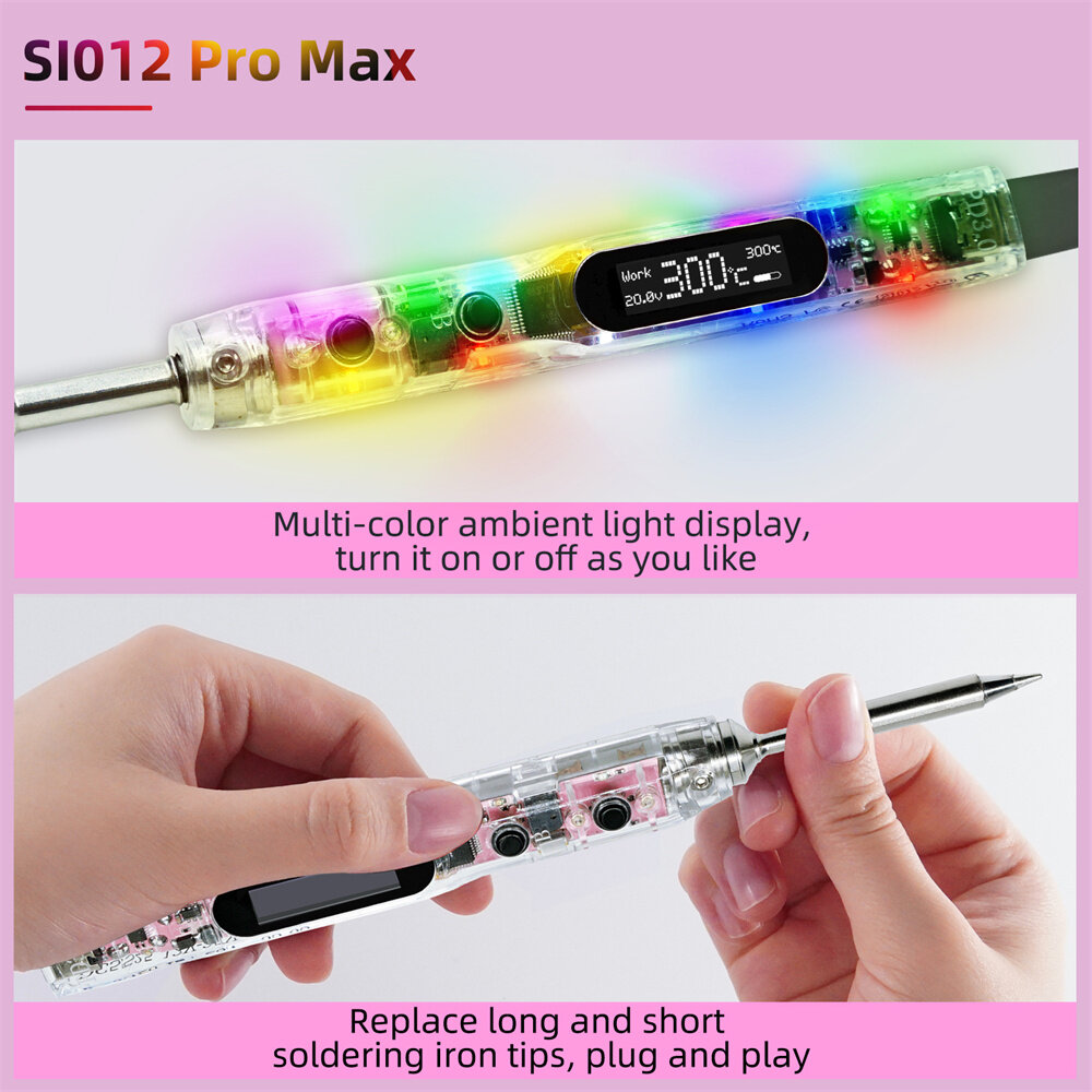 SEQUER SI012 Pro Max TS-B2 Portable OLED Soldering Iron with Color Ambience Light Chinese English and Russian Menu Applicable TS