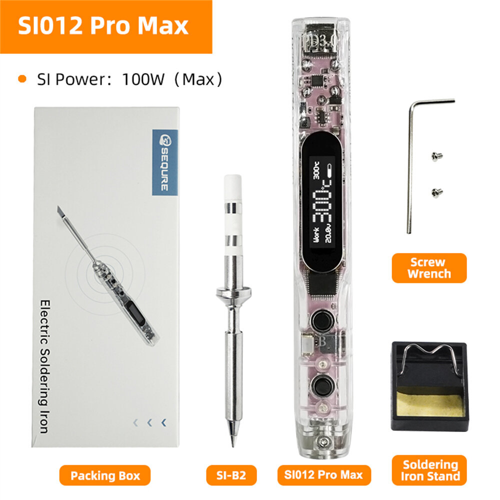 SEQUER SI012 Pro Max SI-B2 Portable OLED Soldering Iron with Color Ambience Light Chinese English and Russian Menu Applicable SI