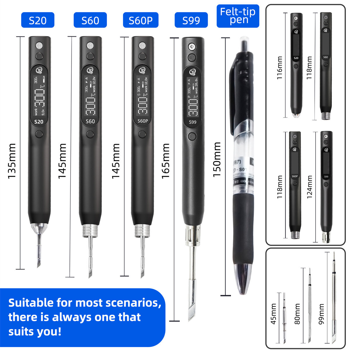 SEQURE S99 Soldering Iron Support PD|QC|DC|PPS Power Supply Compatible with C245 Tip for Drone RC Model Welding Repair Tool Anti