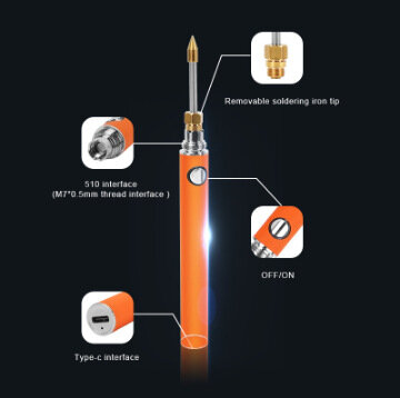 SIENWINY Portable Wireless Soldering Iron USB Li-ion Battery 3 Adjustable Gears with Cover Chargeable DIY Soldering Iron for Wel