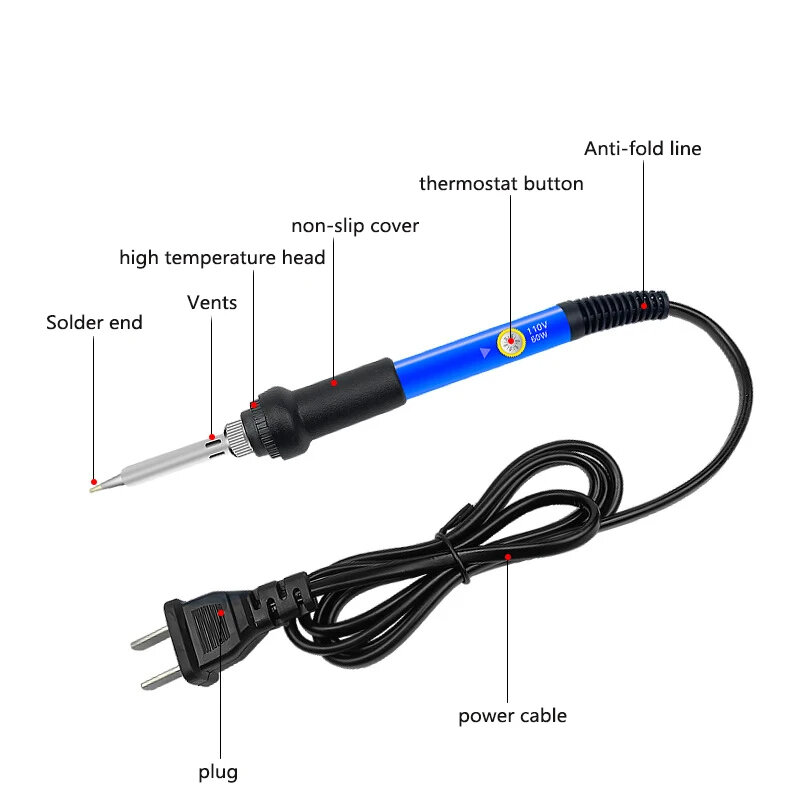 Mini Soldering Iron Adjustable Temperature Electric Solder Iron 60W Welding Solder Rework Station Heat Pencil Tips Repair Tool