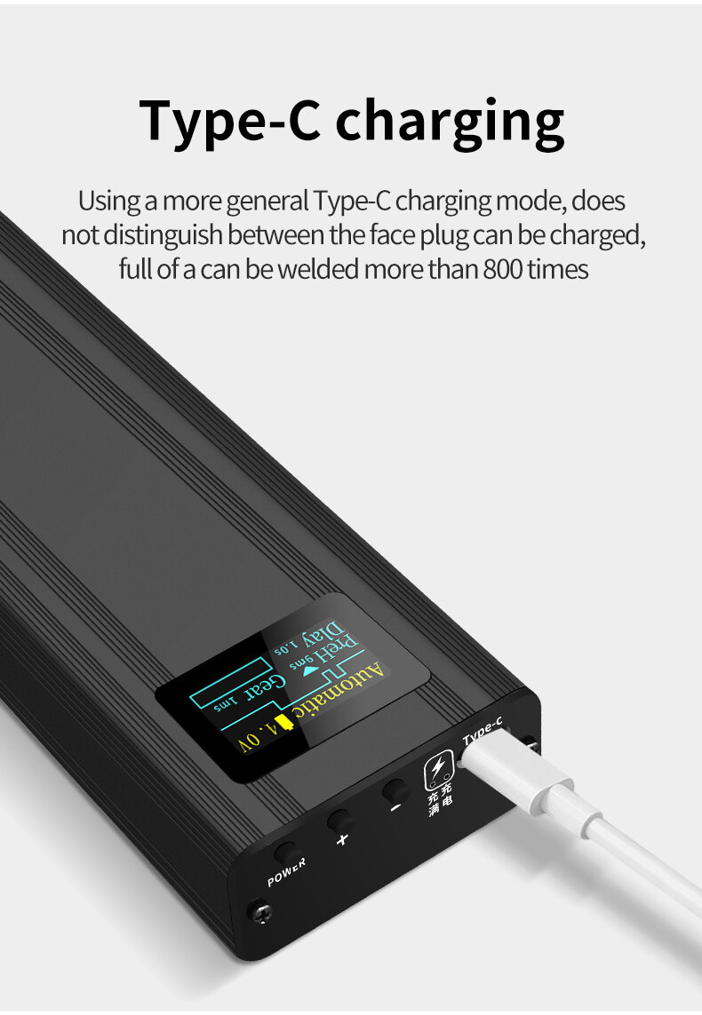 Portable Handheld Spot Welder with LCD Display 80 Gear Power Adjustable 5000mAh Lithium Polymer Battery Capable of Mobile Batter