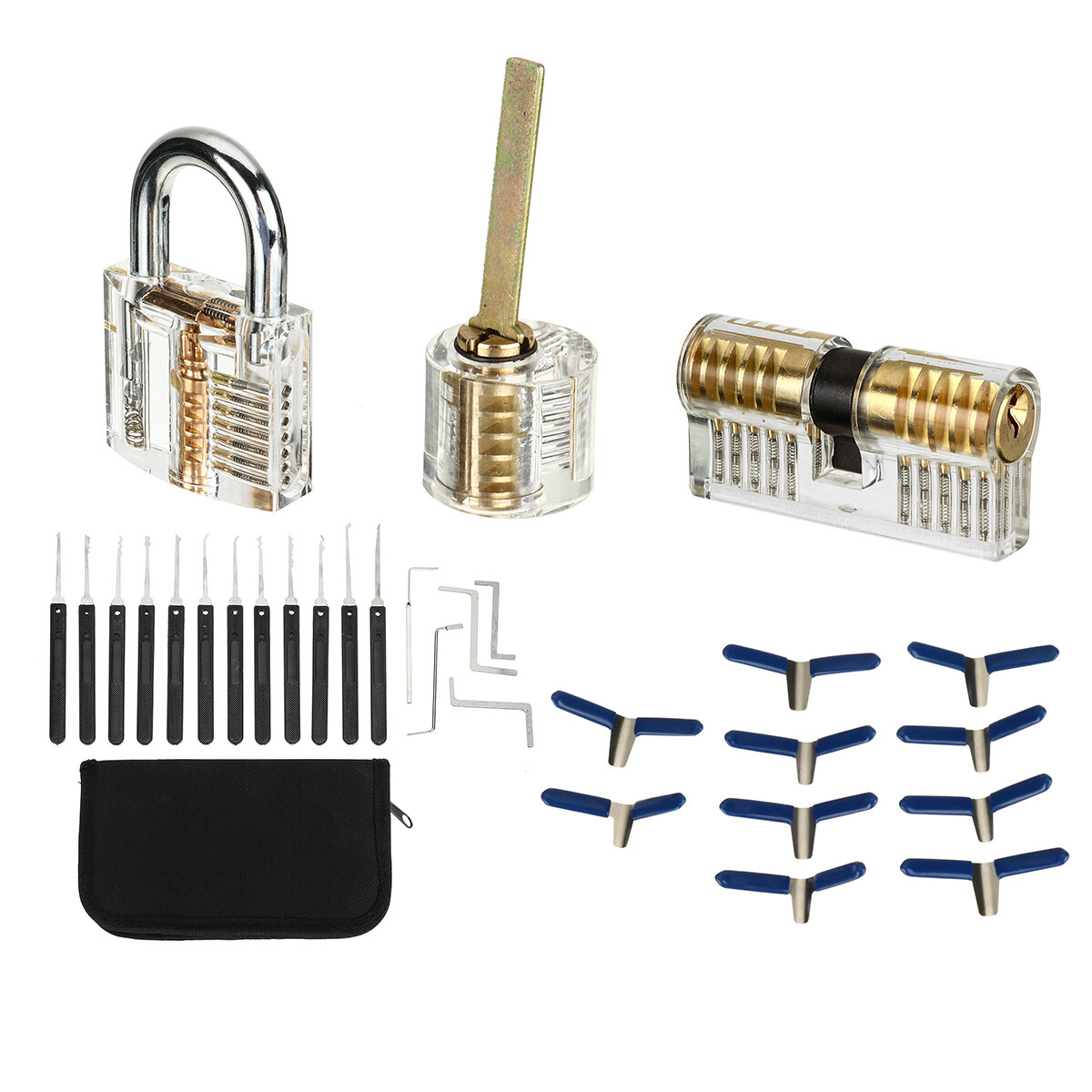 42PCS Stainless Steel Opening Padlock Matching 3 Transparent Practice Locks Quick Opening Padlock Set