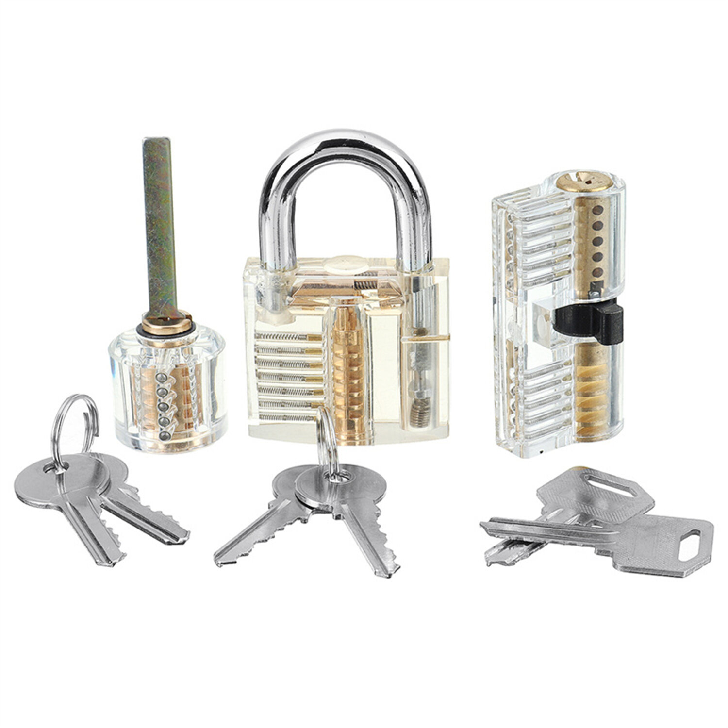 26PCS Locksmith Training Set Spring Steel with 3 Transparent Padlocks For Easy Visual Learning Portable Design Includes Automati