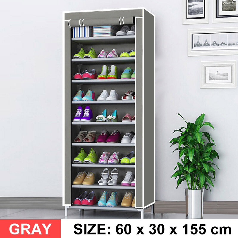 10 Tier DIY Shoe Rack Portable Storage Cabinet Organiser Wardrobe Dustproof COD