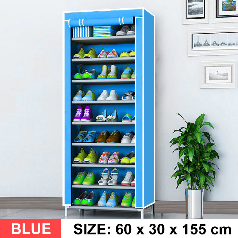 10 Tier DIY Shoe Rack Portable Storage Cabinet Organiser Wardrobe Dustproof COD