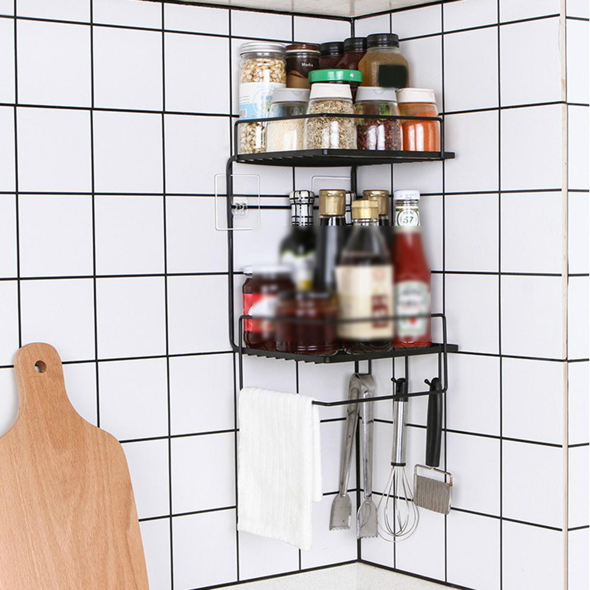 Bathroom Shelf Perforation-Free Wall-Mounted Kitchen Shelf Toilet Shelf Wall Corner Shelf Rack