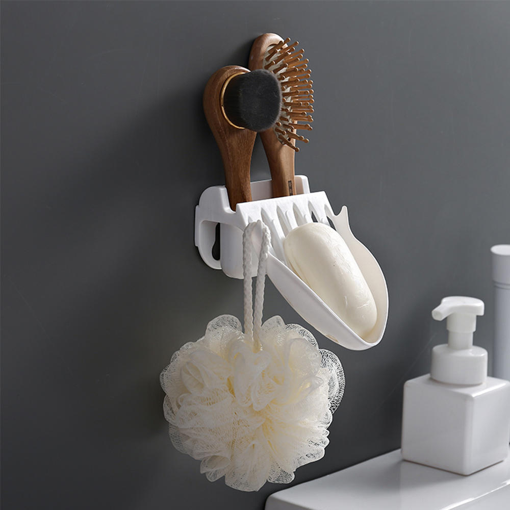 Non-Perforated Double-Layer Soap Box Strong Non-Stick Paste Bathroom Drain Toilet Wall-Mounted Soap Dual-Use Shelf Rack