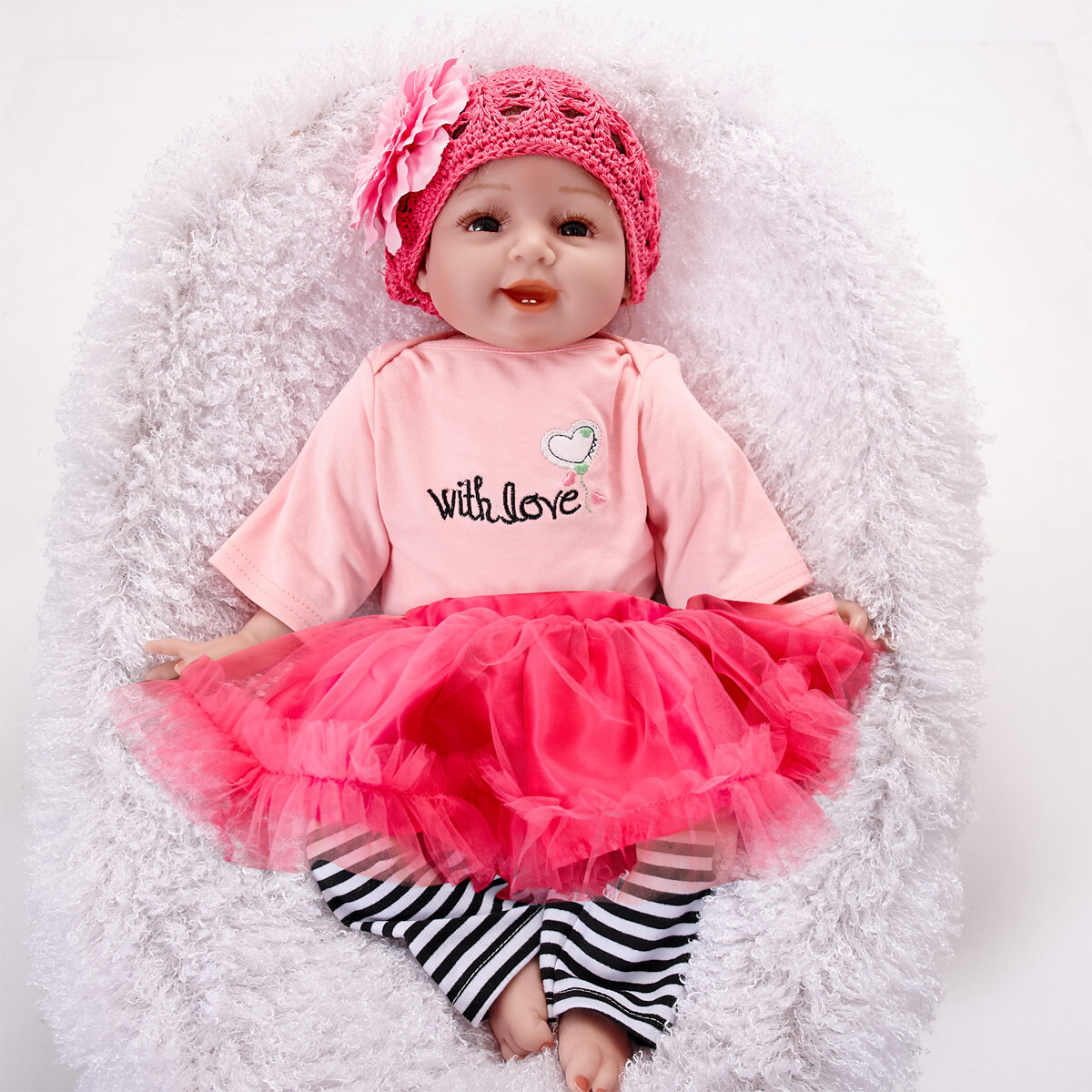 22inch Silicone Reborn Baby Dolls Girl Lifelike Baby Newborn Doll Handmade Gift C