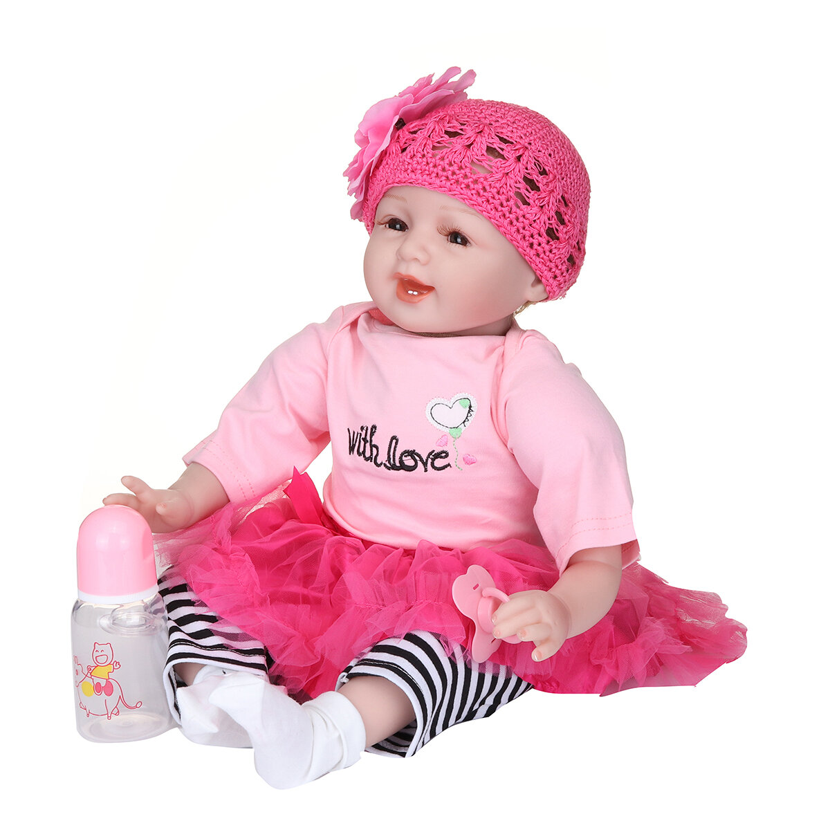 22inch Silicone Reborn Baby Dolls Girl Lifelike Baby Newborn Doll Handmade Gift C