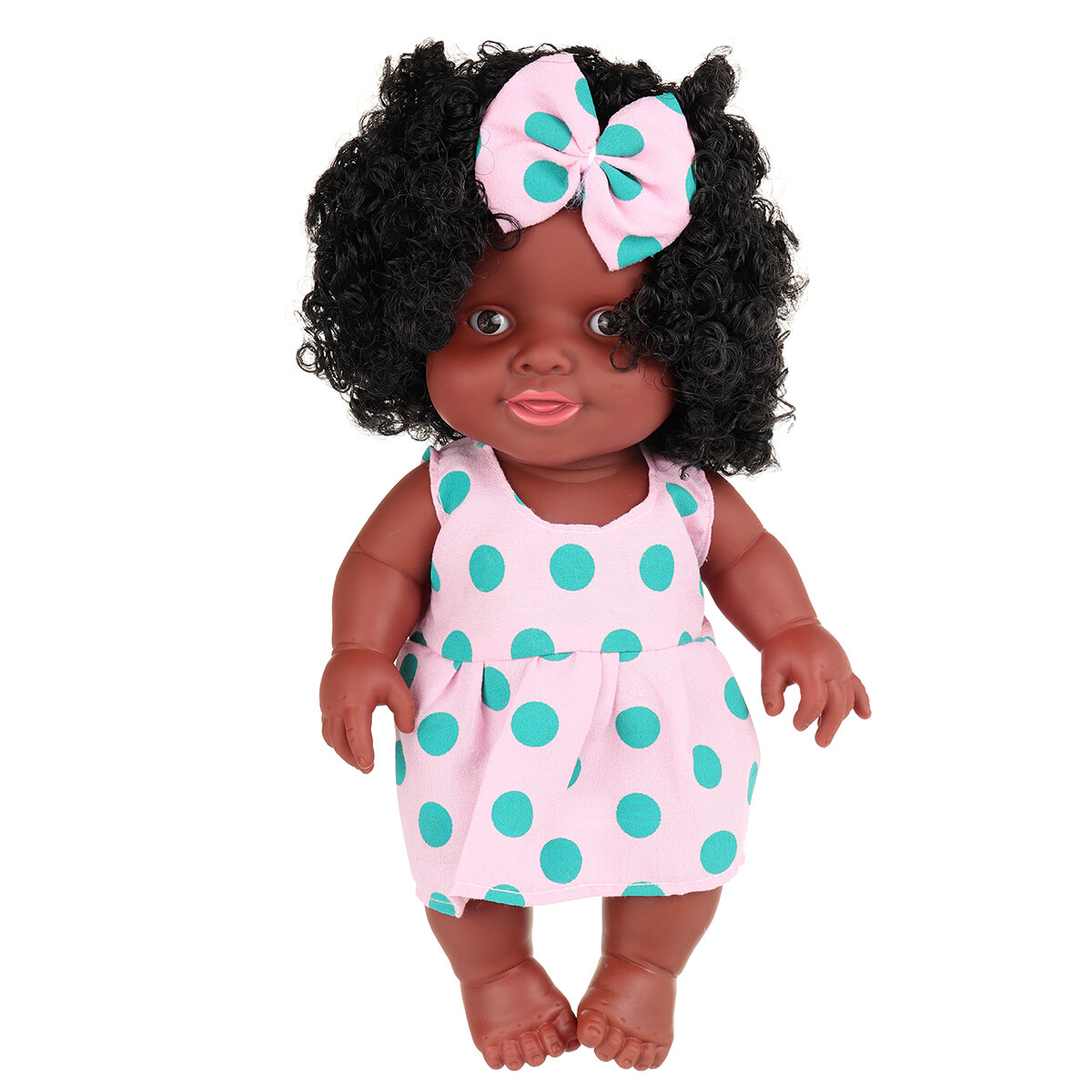 25CM Cute Soft Silicone Joint Movable Lifelike Realistic African Black Reborn Baby Doll for Kids Gift