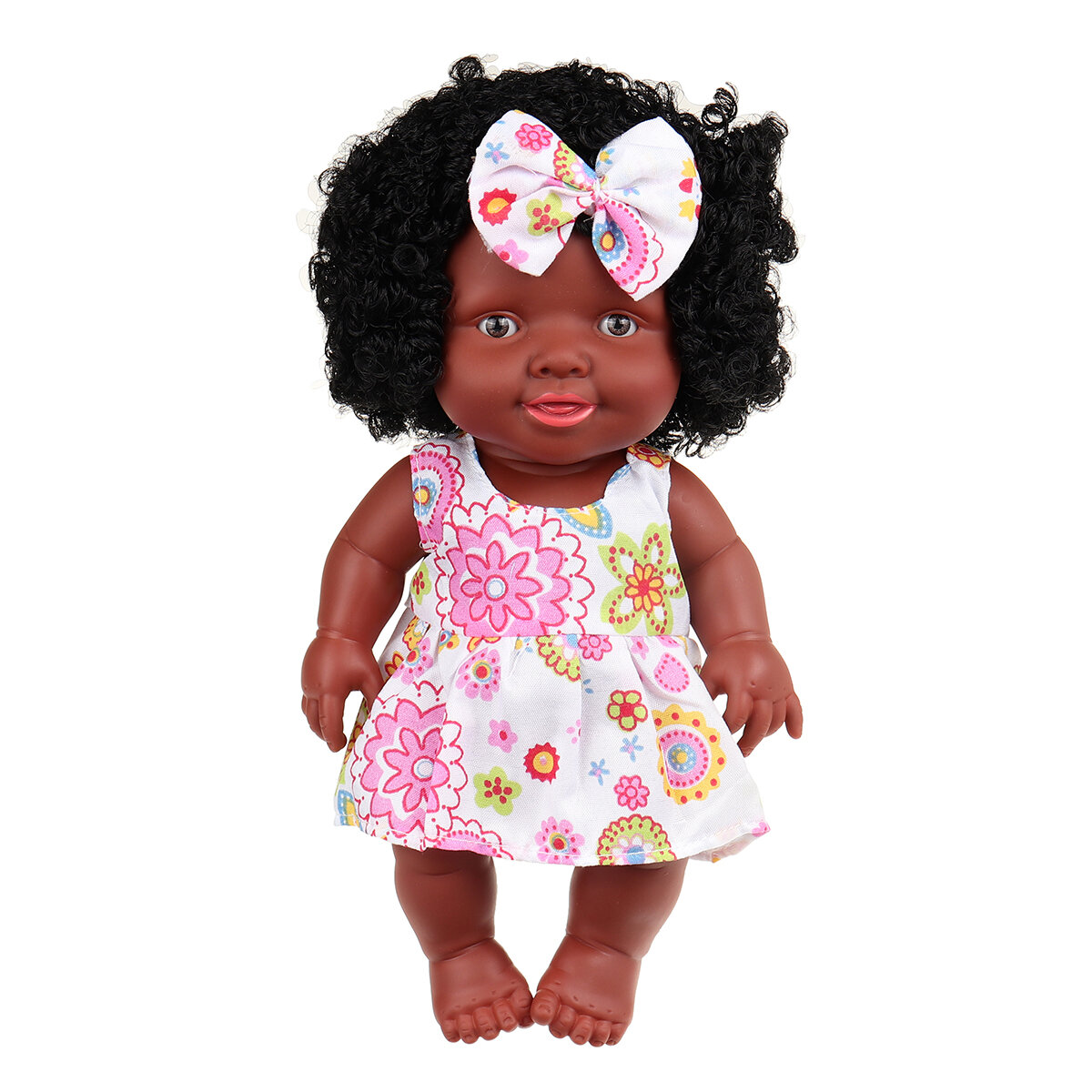 25CM Cute Soft Silicone Joint Movable Lifelike Realistic African Black Reborn Baby Doll for Kids Gift