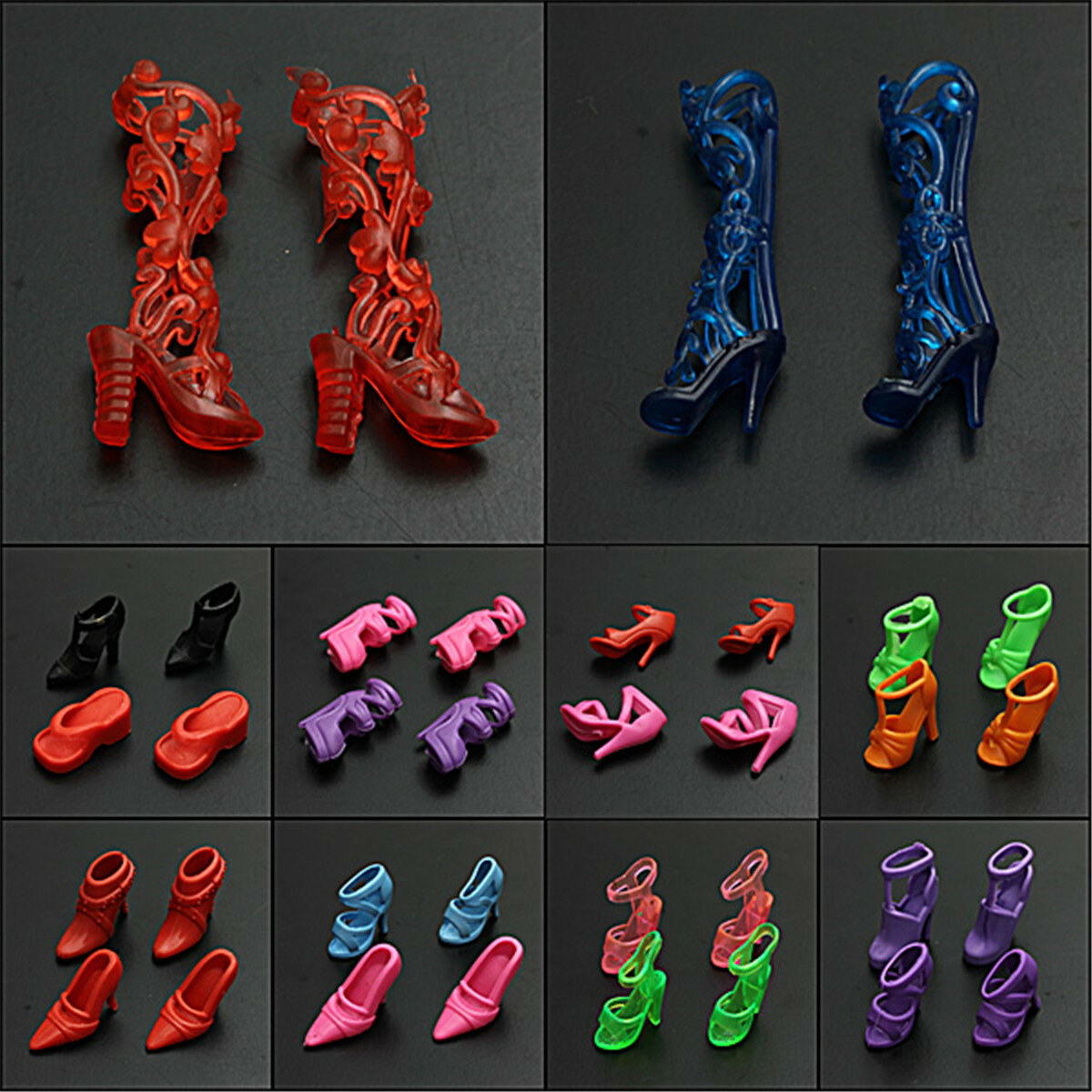 Set of 40 Pairs Fashion Dolls Shoes Heels Sandals For Dolls Outfit Dress COD