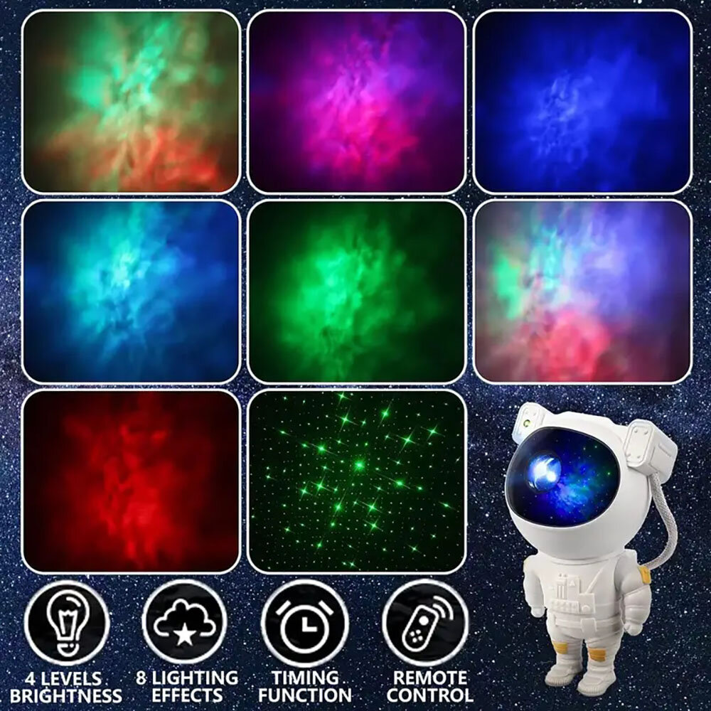 Astronaut Starry Sky Projector Adjustable Nebula Night Light Remote Star Galaxy Night Light For Bedroom Gaming Room Home Decor T