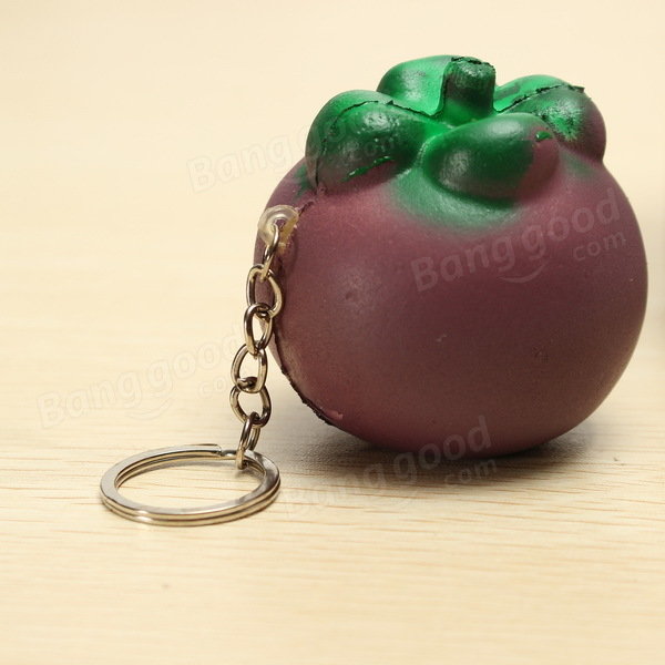 Squishy Mangosteen Tropical Fruit Squishy 5.5*5cm Key Chain Phone Bag Strap Pendant Decor Gift