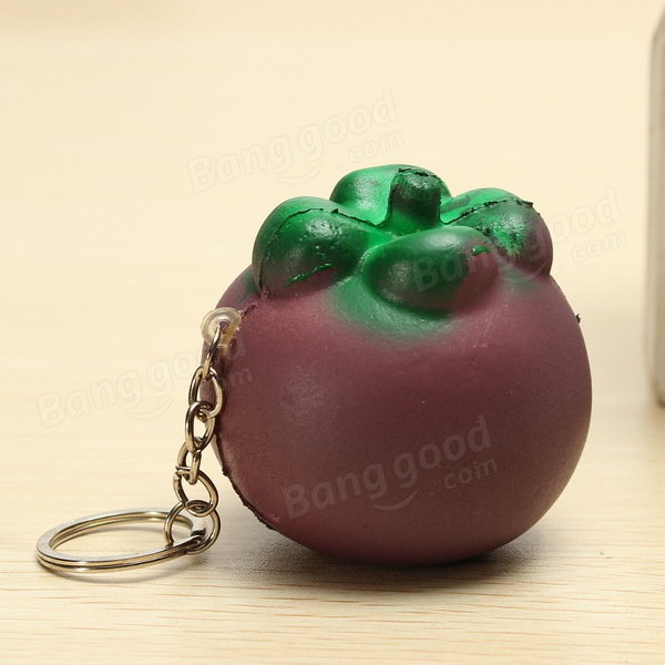 Squishy Mangosteen Tropical Fruit Squishy 5.5*5cm Key Chain Phone Bag Strap Pendant Decor Gift