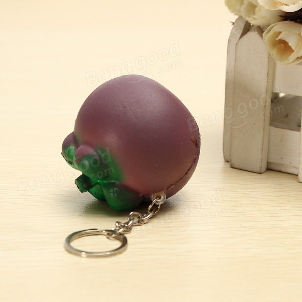 Squishy Mangosteen Tropical Fruit Squishy 5.5*5cm Key Chain Phone Bag Strap Pendant Decor Gift