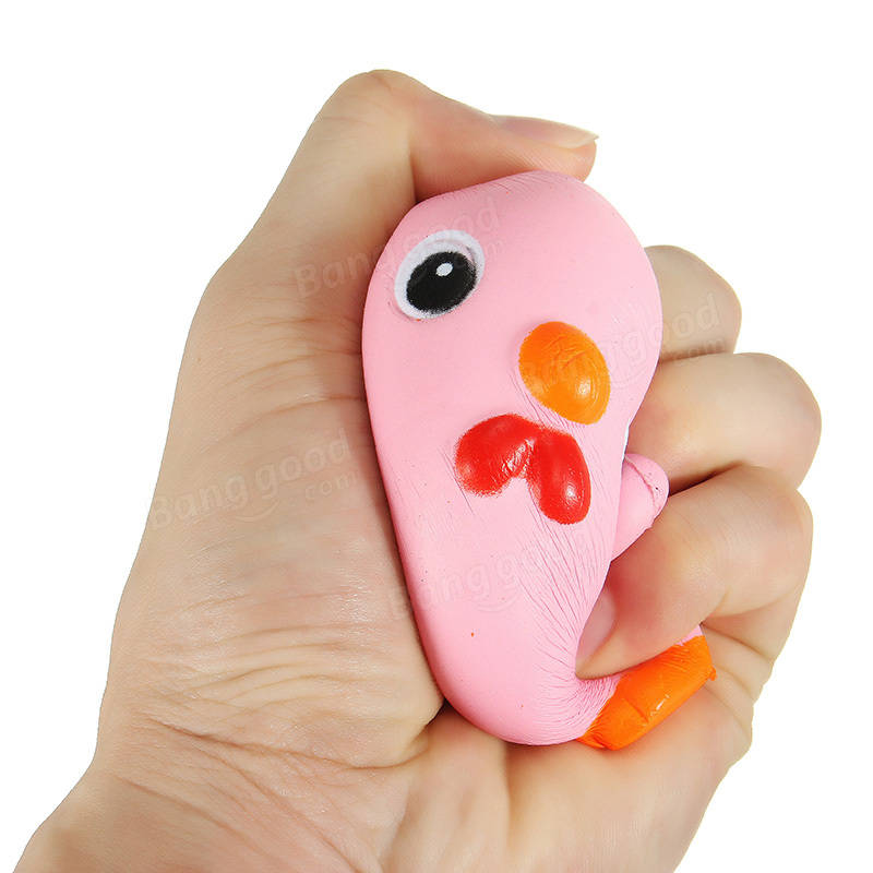 Squishy Pink Chicken Jumbo 10cm Slow Rising Collection Gift Decor Soft Toy Phone Bag Strap