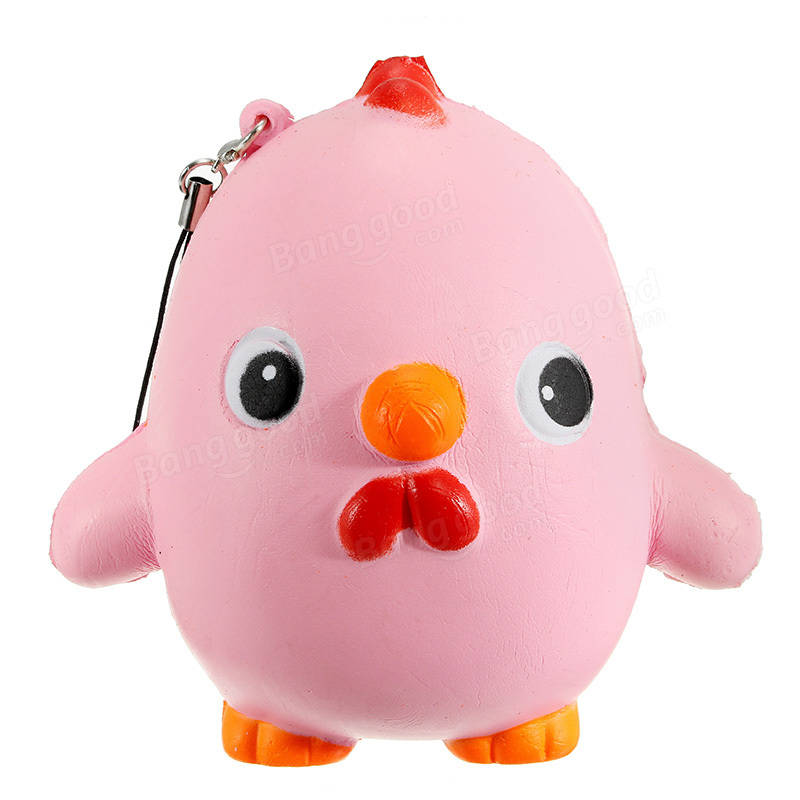 Squishy Pink Chicken Jumbo 10cm Slow Rising Collection Gift Decor Soft Toy Phone Bag Strap