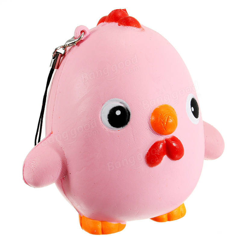 Squishy Pink Chicken Jumbo 10cm Slow Rising Collection Gift Decor Soft Toy Phone Bag Strap