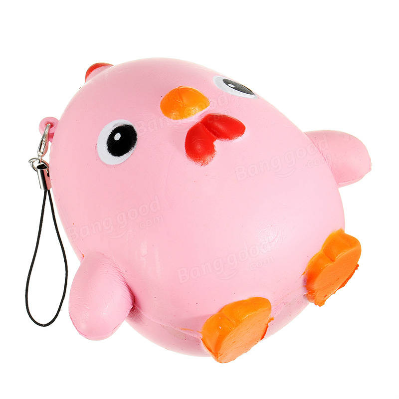 Squishy Pink Chicken Jumbo 10cm Slow Rising Collection Gift Decor Soft Toy Phone Bag Strap