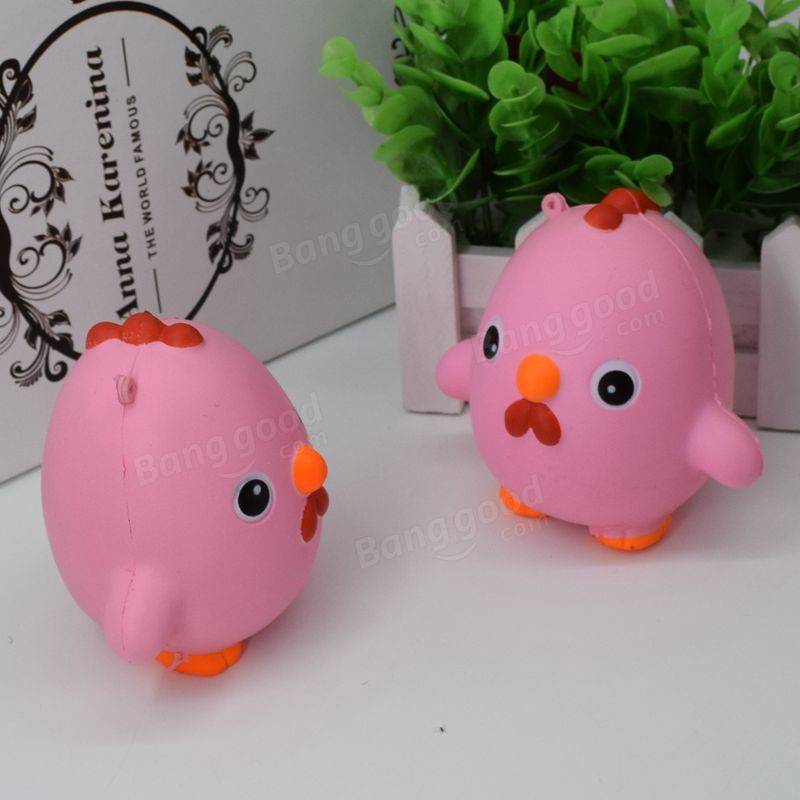 Squishy Pink Chicken Jumbo 10cm Slow Rising Collection Gift Decor Soft Toy Phone Bag Strap