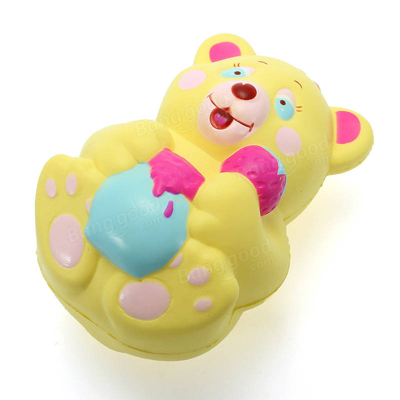 Xinda Squishy Strawberry Bear Holding Honey Pot 12cm Slow Rising With Packaging Collection Gift Toy