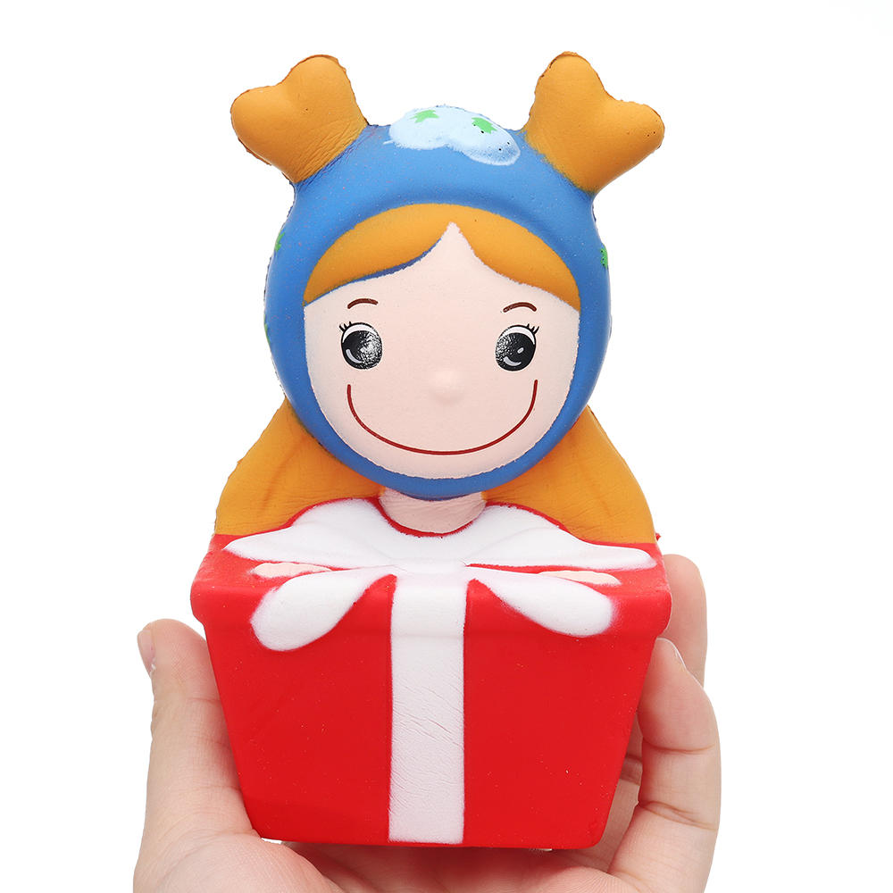 Christmas Elk Girl Squishy 14*7CM Slow Rising Soft Toy Gift Collection With Packaging