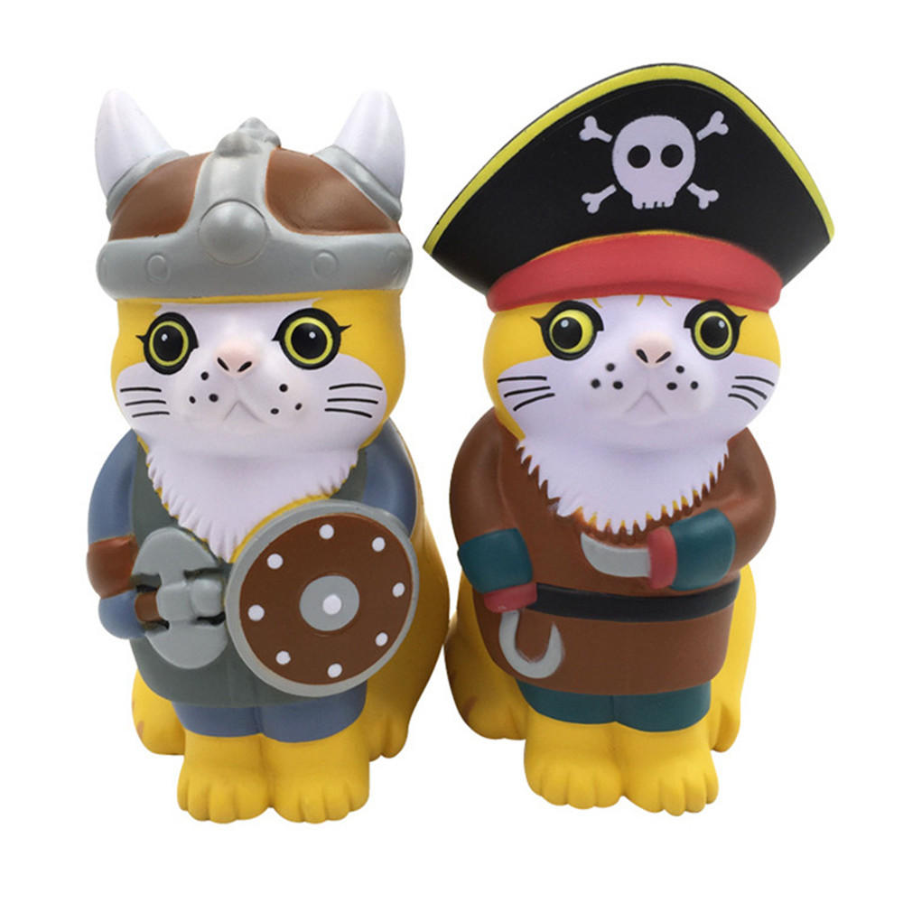 SquishyFun Squishy Viking Pirate Cat Kitten Cosplay 13.5*9*7CM Licensed Slow Rising With Packaging