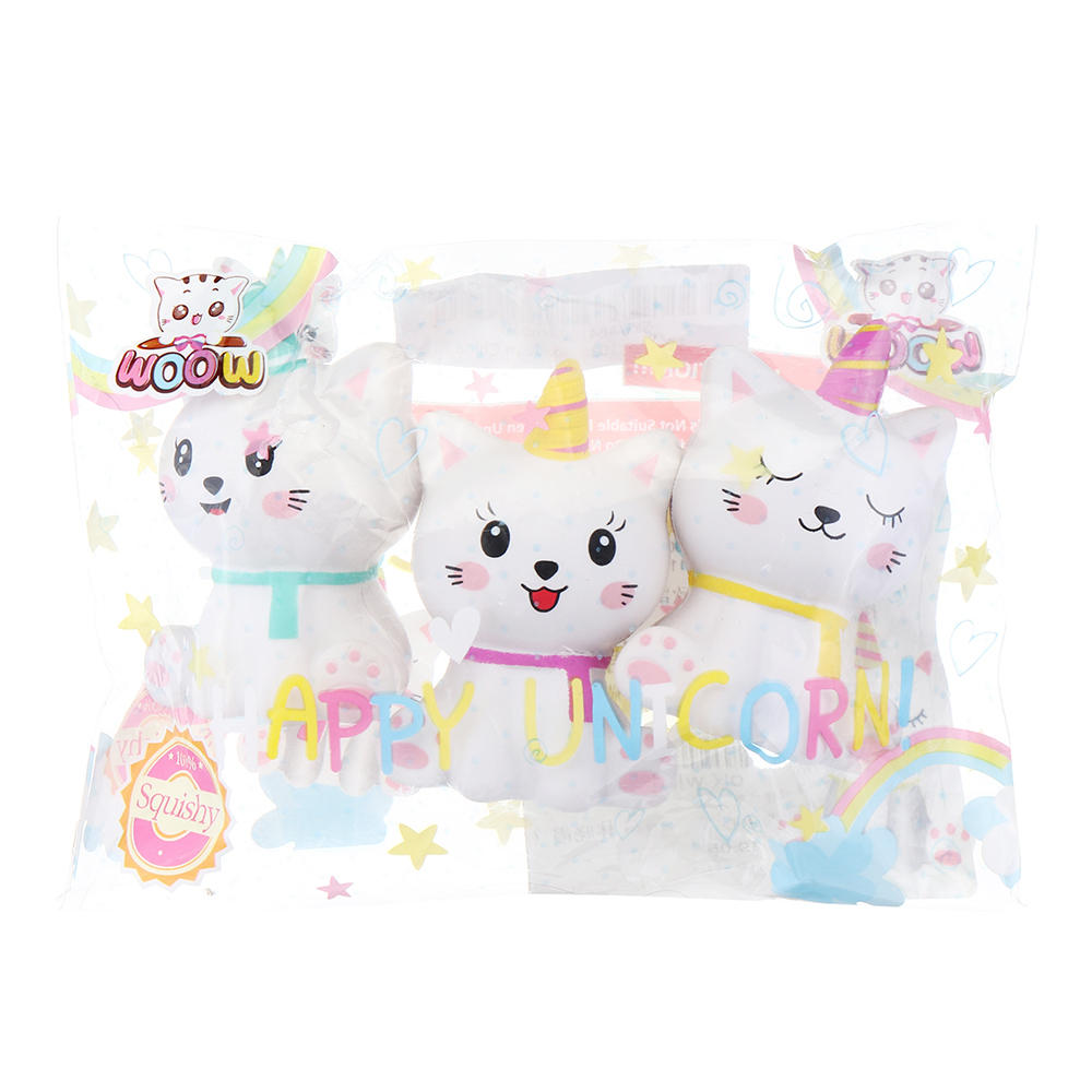 WOOW Squishy 3Pcs Kawaii Unicorn Animal Slow Rising Rebound Toys With Packaging