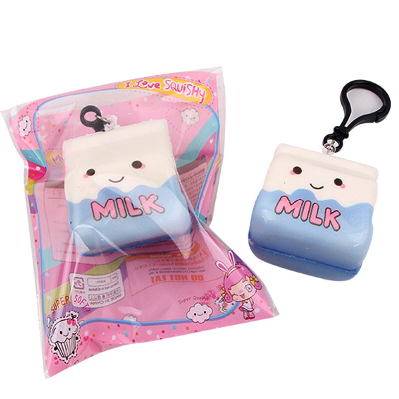 Squishy Bun Food Cute Phone Bag Hanging Decor Keyring Beef Milk Box Chocolate Slow Rising 7cm Gift Collection