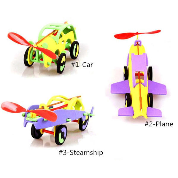 Rubber Powered Racing Car Plane Steamship Educational Toys COD