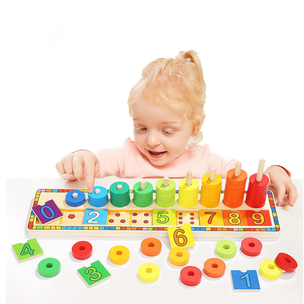 TopBright-6540 Blocks Montessori Classic Math Rainbow Donuts Box Educational Toys for Kids