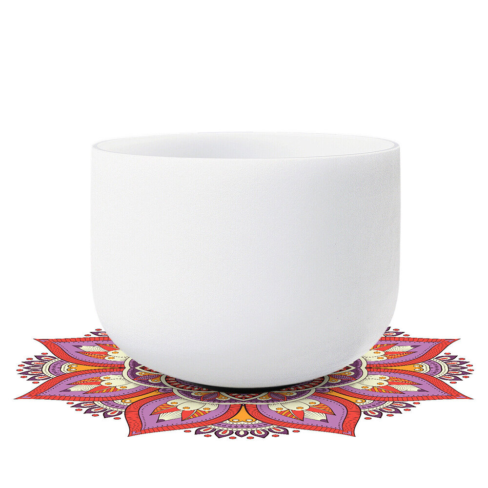 [US Direct] CVNC 432Hz 10" C Note Chakra Crystal Singing Bowl Frosted Quartz Sound Heal Bath