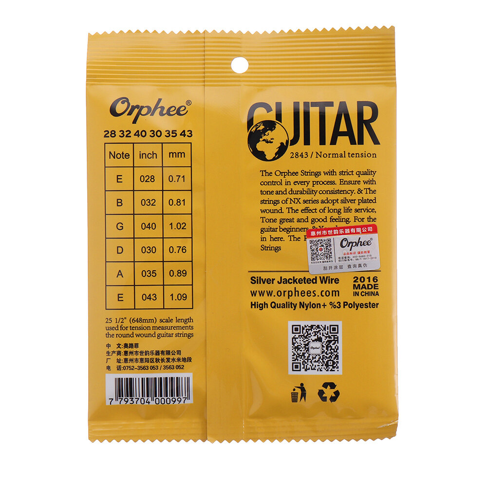 Orphee 6pcs/set Classic Guitar Strings Nylon Thread Silver Plated Wire Strings Classical Guitarra String Guitar Accessories