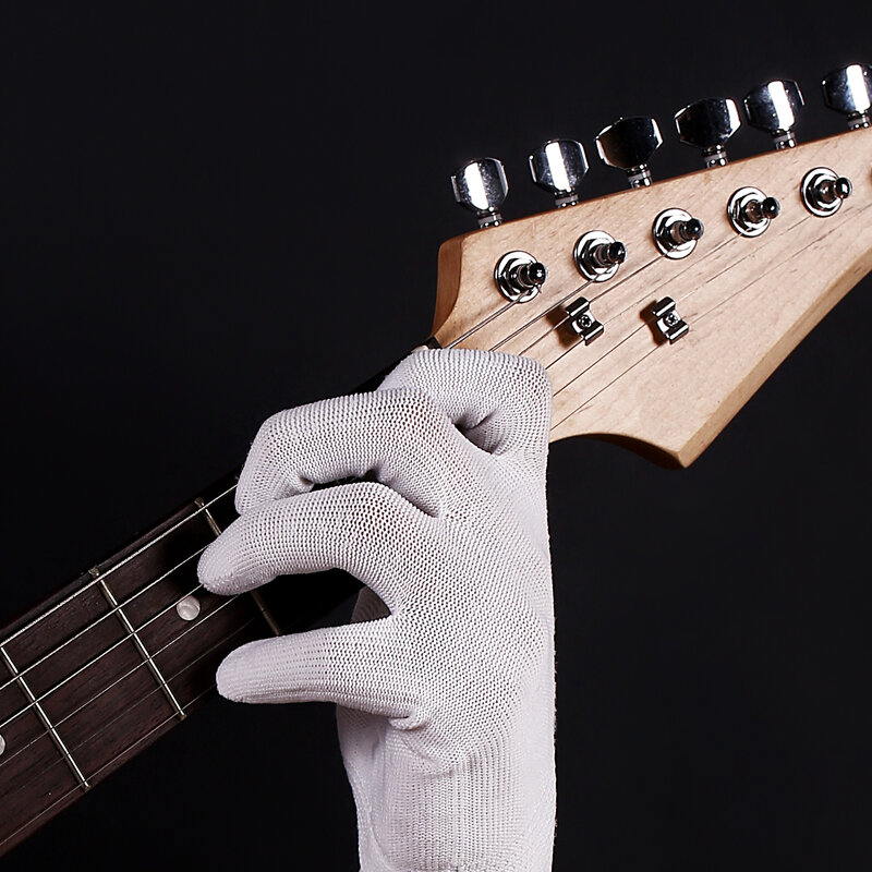 Single Thin White Guitar Gloves Fingertip Anti Pay Nylon String Instrument Electric Bass Gloves