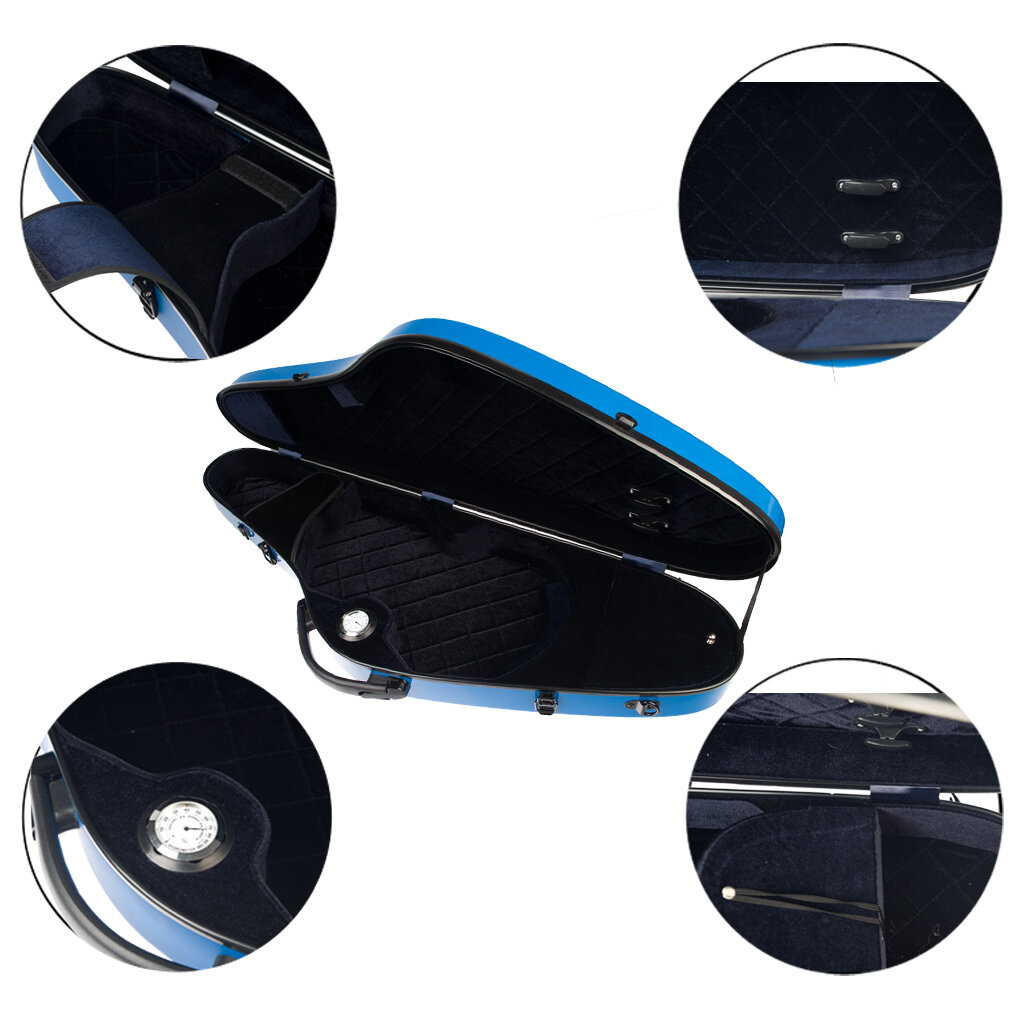 NAOMI Composite Carbon Fiber Full Size Bright Violin Case Cutaway Grand Hard Violin Case for 4/4 Violin