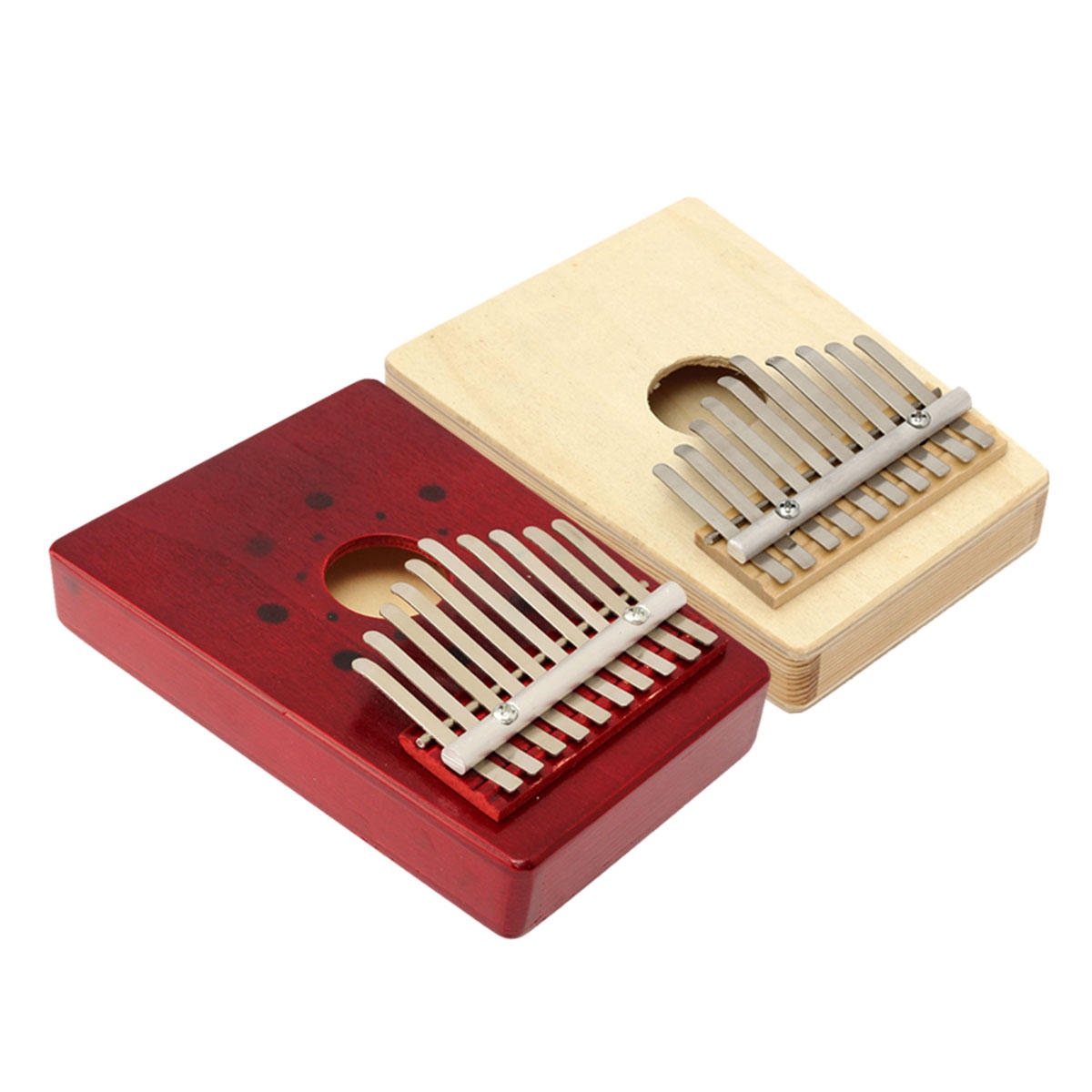 10 Tone Red/Natural Color Portable Wood Kalimba Thumb Piano Finger Percussion COD