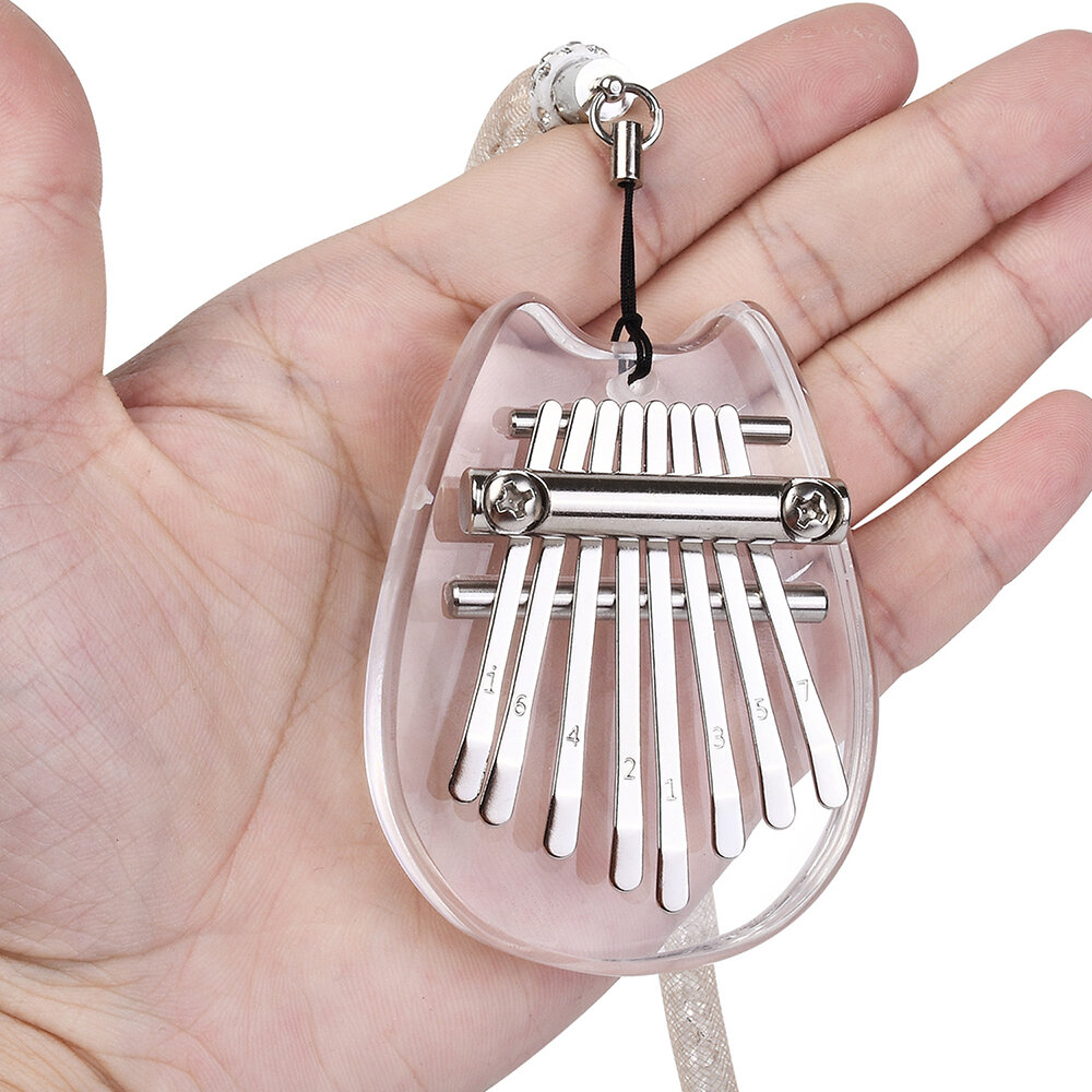 Muspor Portable Thumb Piano Crystal Mini Kalimba Instrument 8 Keys Mini Thumb Piano Musical Instrument For Beginner Music Access